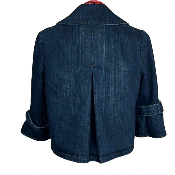 Live a Little dark blue, double breasted, cropped swing denim back pleat jacket - Picture 2 of 7